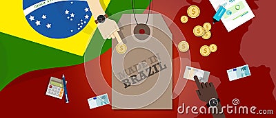 Made in Brazil price tag illustration badge export patriotic business transaction Vector Illustration