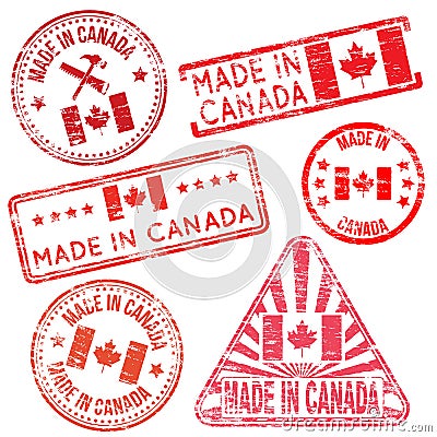 Made In Canada Rubber Stamps Vector Illustration