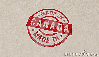 Made in Canada stamp and stamping Cartoon Illustration