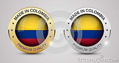 Made in Colombia graphics and labels set Vector Illustration