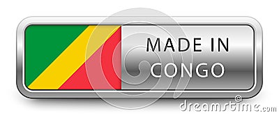 MADE IN CONGO metallic badge with national flag isolated on white background Vector Illustration