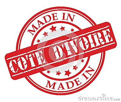 Made in Cote D Ivoire red rubber stamp Vector Illustration