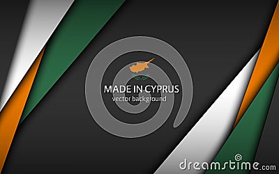 Made in Cyprus, modern vector background with Cyprus colors, overlayed sheets of paper in the colors of the Cyprus tricolor Vector Illustration