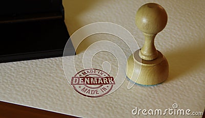 Made in Denmark stamp and stamping Stock Photo