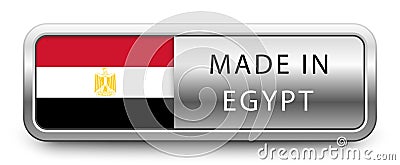 MADE IN EGYPT metallic badge with national flag isolated on white background Vector Illustration