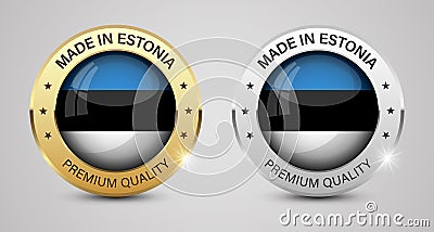 Made in Estonia graphics and labels set Vector Illustration