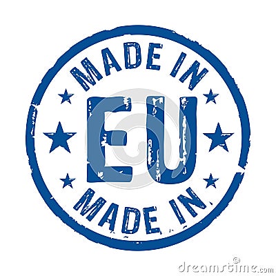 Made in EU, Europe, European Union, grunge stamp vector icon Vector Illustration