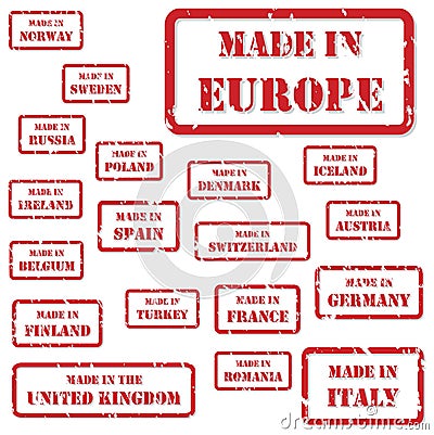 Made In Europe Stamps Vector Illustration