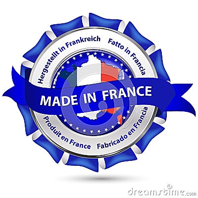 Made in France - business retail ribbon / icon in many languages Vector Illustration