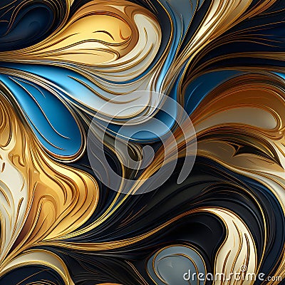 Seamless pattern with abstract wave pattern in enameled gold. Stock Photo