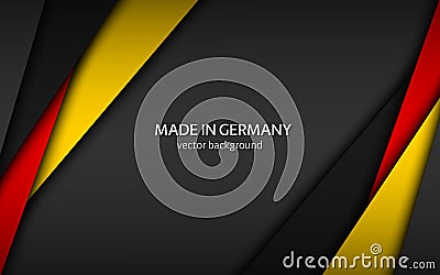 Made in Germany, modern vector background with German colors, overlayed sheets of paper in the colors of the German tricolor Vector Illustration