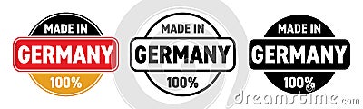 Made in Germany vector icon. German made quality product label, 100 percent package stamp Vector Illustration