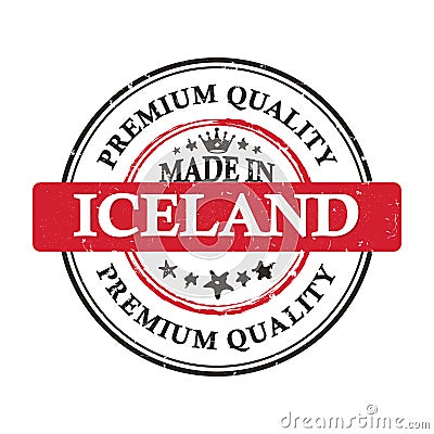 Made in Iceland, Premium Quality grunge printable label Vector Illustration