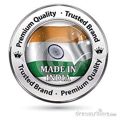 Made in India, Premium quality, because we care - icon Vector Illustration