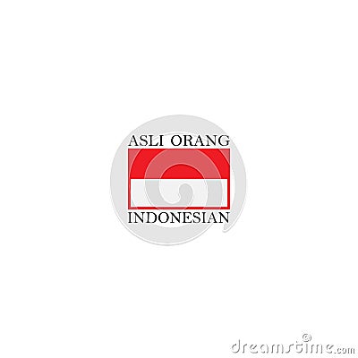 Made in Indonesia, Indonesian flag icon logo vector Vector Illustration