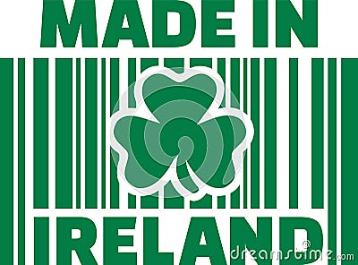Made in ireland barcode with clover Vector Illustration