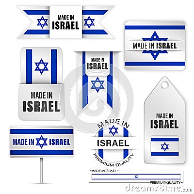 Made in Israel graphics and labels set Vector Illustration