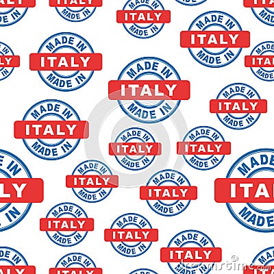 Made in Italy seamless pattern background icon. Flat vector illustration. Italy sign symbol pattern. Vector Illustration