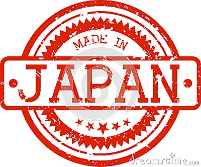 Made in japan grunge rubber stamp isolated on white Vector Illustration