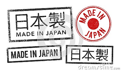 Made in Japan stamps Cartoon Illustration