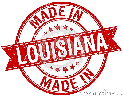 Made in Louisiana red round stamp Vector Illustration
