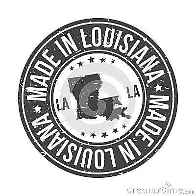 Made in Louisiana State USA Quality Original Stamp Design Vector Art Tourism Souvenir Round. Vector Illustration