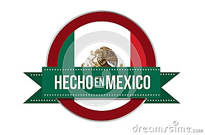 Made in Mexico seal in spanish illustration isolated Cartoon Illustration