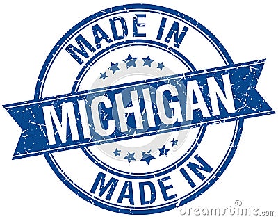 Made in Michigan blue round stamp Vector Illustration