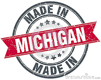 Made in Michigan red round stamp Vector Illustration