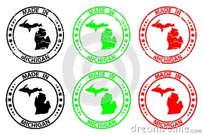 Made in Michigan rubber stamp Vector Illustration