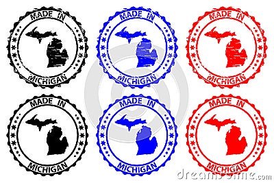 Made in Michigan rubber stamp Vector Illustration