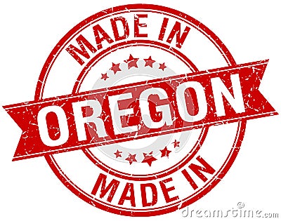 Made in Oregon red round stamp Vector Illustration