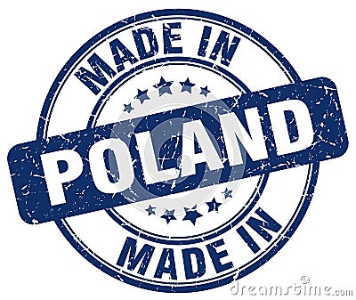 Made in Poland blue grunge stamp Vector Illustration