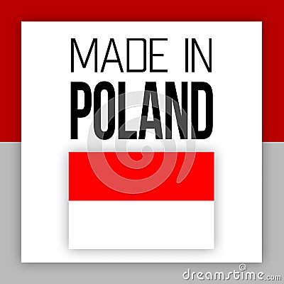 Made in Poland label illustration with national flag Cartoon Illustration