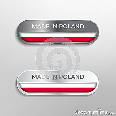 Made in Poland Label, Symbol or Logo Luxury Glossy Grey and White 3D Illustration Stock Photo