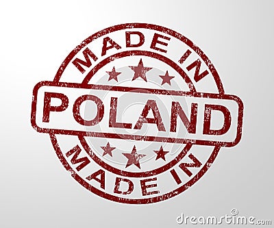 Made in Poland stamp shows Polish products produced or fabricated - 3d illustration Cartoon Illustration