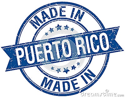 Made in Puerto Rico blue round stamp Vector Illustration