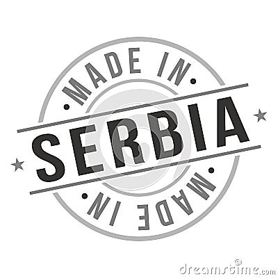 Made In Serbia Stamp. Logo Icon Symbol. Design Certificated Round. Seal National Product badge. Vector Illustration