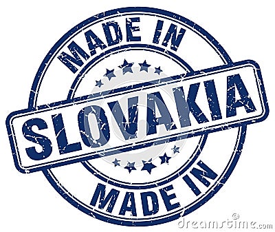 made in Slovakia blue grunge stamp Vector Illustration