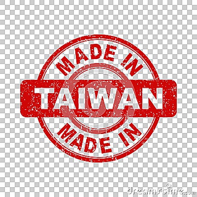 Made in Taiwan red stamp. Vector Illustration