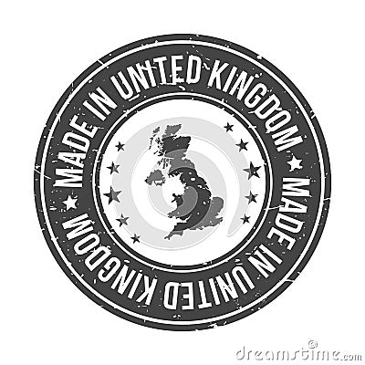 Made in United Kingdom Map. Quality Original Stamp Design Vector Art Seal badge mail Illustration. Vector Illustration