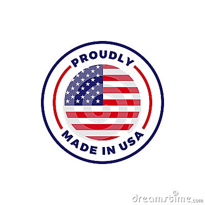 Made in USA American flag round vector icon Vector Illustration