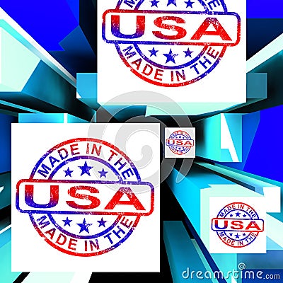 Made In The USA On Cubes Showing Patriotism Stock Photo