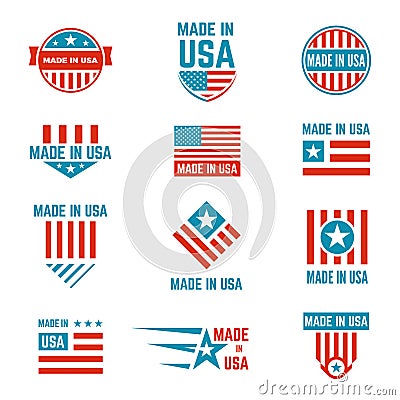 Made in USA flag emblem set Vector Illustration