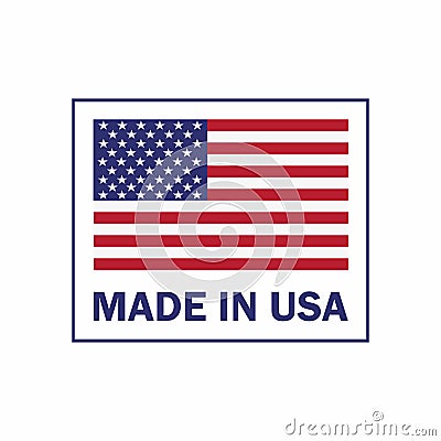 Made in the USA label with American flag. American patriotic icon Vector Illustration