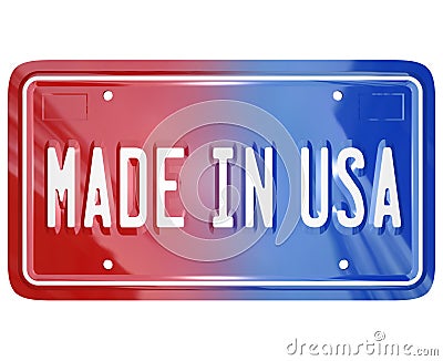 Made in the USA License Vanity Plate Car Stock Photo