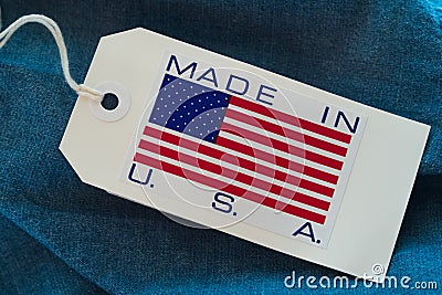 Made in USA paper label Stock Photo