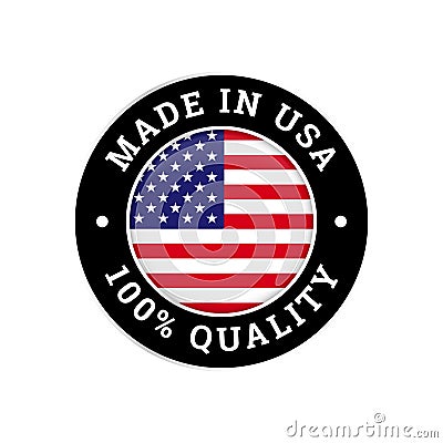 Made in USA 100 percent American quality flag icon Vector Illustration