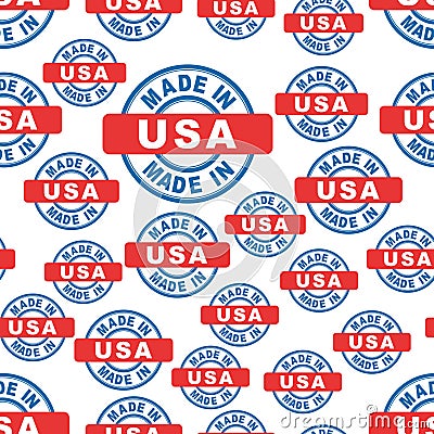 Made in USA seamless pattern background icon. Flat vector illustration. USA sign symbol pattern. Vector Illustration