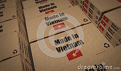 Made in Vietnam box pack 3d illustration Cartoon Illustration